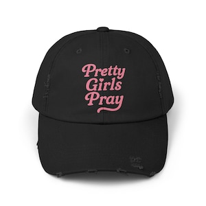 Hübsche Mädchen beten beunruhigte Kappe - Glaube-basierte Unisex Dad Hut christliches Geschenk Ästhetische Streetwear