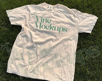 Ivory Comfort Colors 1717 Mockup: 5-Bundle Flat Lay T-Shirt