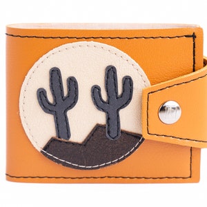 Cactus Moon Vintage Wallet, Handmade of 1970's Vegan Leather