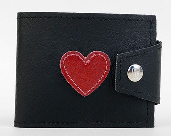 Heart Wallet, Hand Made with Red Sparkle Vegan Hearts