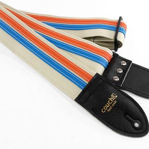 The White Orange and Blue Double Racer X Guitar Strap