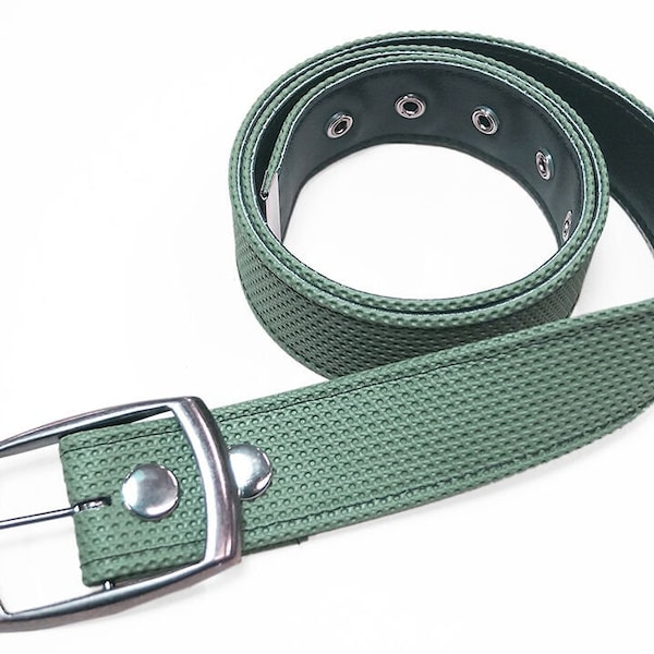 Sage Green Camaro Belt Made Of Vintage Automotive Rattan Vegan Leather