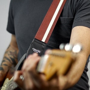Potter&#39;s Clay Vintage Racing Stripe Guitar Strap- Made of Vintage El Camino 70s Car Vinyl
