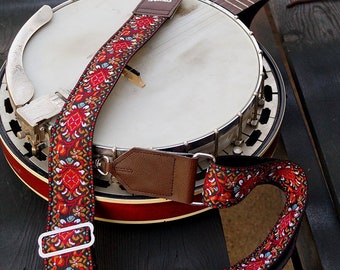 Buckskin Hendrix Banjo Strap- Bohemian Hand Made Vegan Banjo Straps
