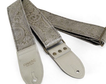 3 inch Wide Paisley Guitar Strap: Now in Oxblood or Ivory