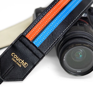Double Racing Stripe Camera Strap 60s Vintage Le Mans Style