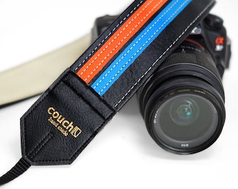 Double Racing Stripe Camera Strap 60s Vintage Le Mans Style