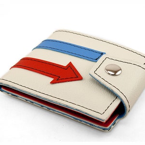 All Mod Cons Arrow Wallet 60s Pop Vegan Leather Vinyl Billfold- Blanc Rouge et Bleu