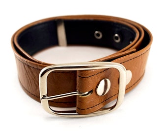 70's Buckskin Vegan Leather Belt, Made of Vintage Lighter Brown Vegan Vinyl, 70s Radness For Your Pants