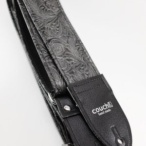 Western Guitar Strap, Black Graphite Color, Vegan Hand Made in California Yeah image 2