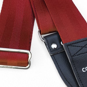 Brick Red Recycled Seatbelt Guitar Strap Viva Magenta image 2