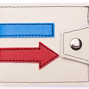 All Mod Cons Arrow Wallet 60s Pop Vegan Leather Vinyl Billfold- White Red and Blue