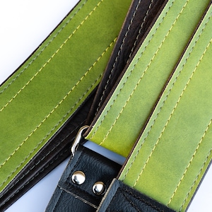 Army Green Deadstock Luggage Guitar Strap- Olive Guitar Straps Made of Vintage 1980s Vegan Leather, Made in USA