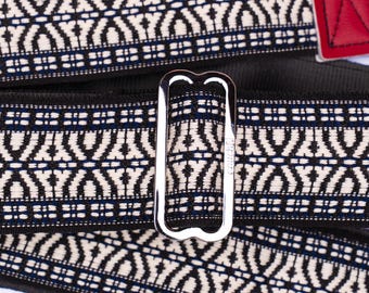 The Midnight Blue & Maroon Tab Hippie Weave Guitar Strap
