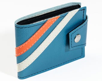 Jet Age Racing Stripe Billfold Wallet – Handmade Vegan Leather