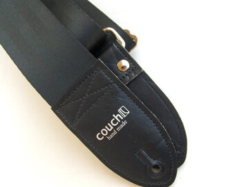 Black Recycled Seat Belt Guitar Strap - Vegan Eco Friendly Guitar Strap