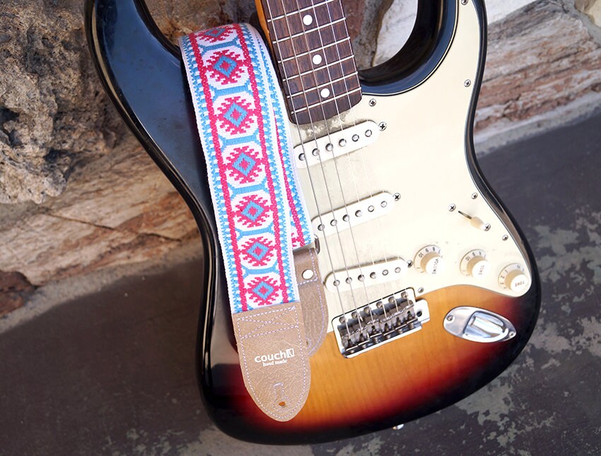 couch ストラップ sun pink and sky hippie weave Couch Guitar Strap Imagining Sun Pink and Sky Vintage Hippie Weave