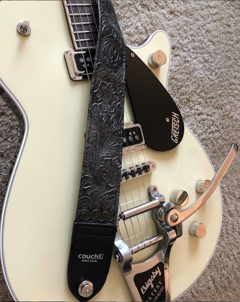Western Guitar Strap, Black Graphite Color, Vegan Hand Made in California Yeah image 9