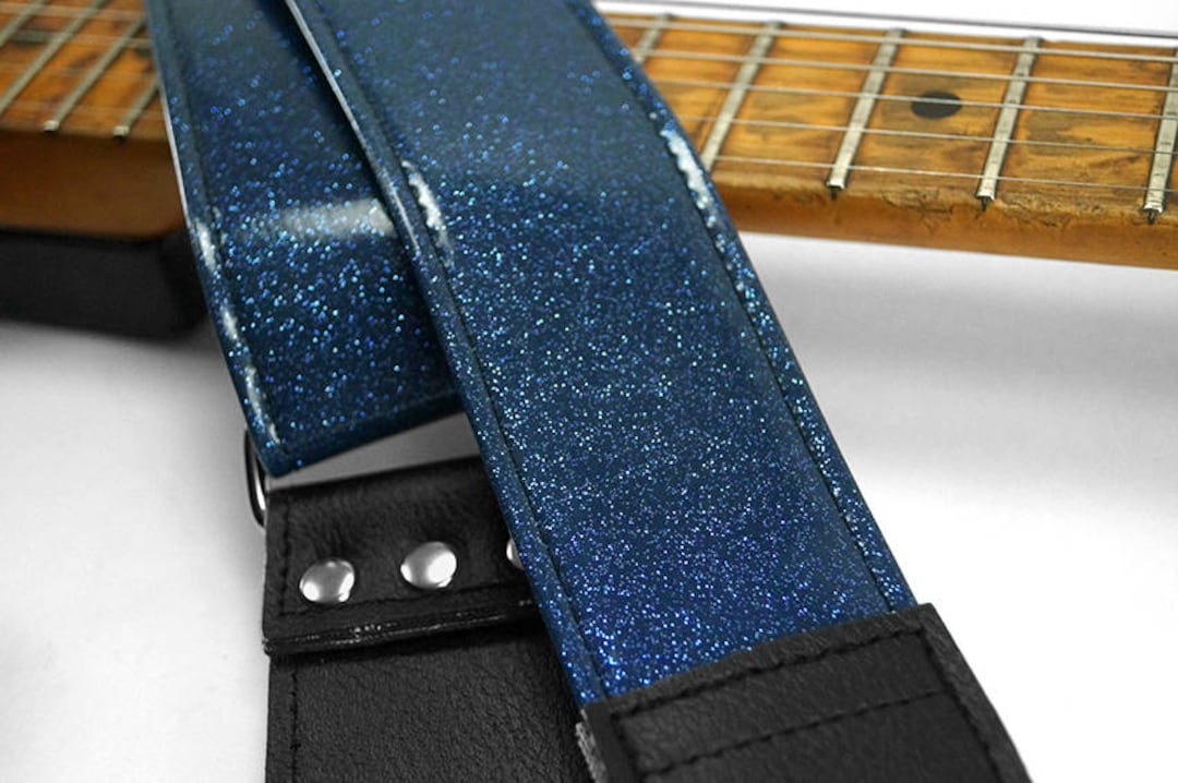 Blue Sparkle Metal Flake Vintage Style Guitar Strap, 60s