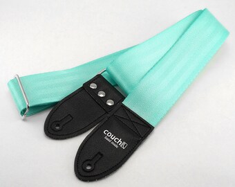 The Recycled Mint Aqua Seatbelt Guitar Strap- Seafoam Green, Aqua, Surf  Green, Baby Blue