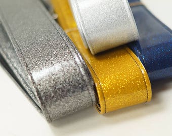 Metallic Sparkle Guitar Strap, Choose Your Color Gold Silver Blue or Black, 60 Metal Flake Vegan