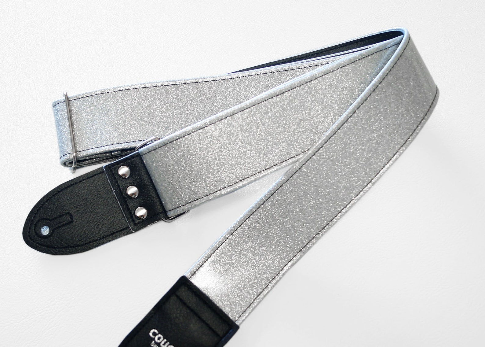 Silver Sparkle Guitar Strap Metal Flake Vintage Biker Style Etsy
