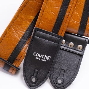 Buckskin 70&#39;s Racer X Guitar Strap, Vintage Vegan Leather