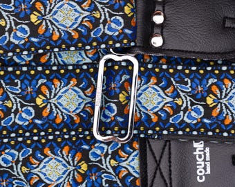 Electric Blue Woven Hippie Guitar Strap, Boho, Hand Made, Vegan