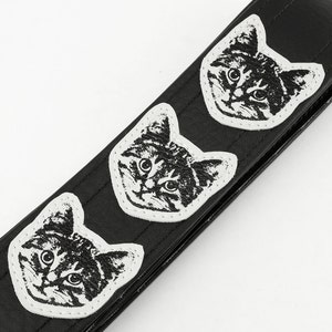 Cat Guitar Strap Black and White Vegan Made In USA Kitty Approved Meow image 4