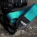 Recycled Teal Seatbelt Camera Shoulder Strap - Turquoise Camera Strap, Vegan, Made in USA