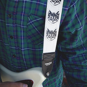 Cat Guitar Strap - All White - Vegan Cat Friendly - Puurrfect