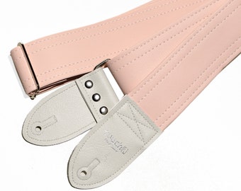 Pink Vintage Candy Guitar Strap, Dusty Pink, Pastel Vegan Guitar Straps, Made In USA