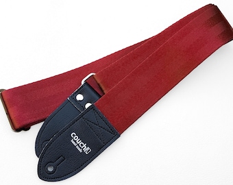 Brick Red Recycled Seatbelt Guitar Strap Viva Magenta