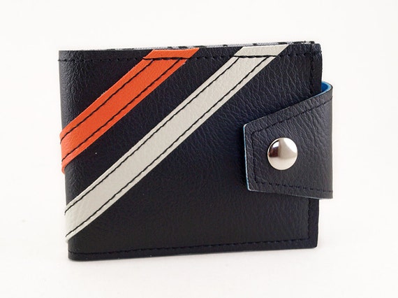 Made and Vegan The Billfold Etsy White Racing Reuben Stripe America Leather - Orange Stripes in Wallet,