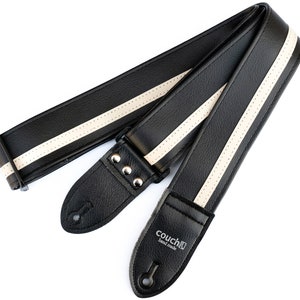 Black and White Racing Stripe Guitar Strap - Vegan, Made In USA, Built To Rock