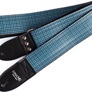 Pontiac GTO Trunk Mat Guitar Strap, Blue Houndstooth Plaid Pattern, Vintage, Made in USA