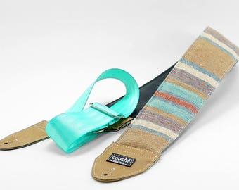 Sand and Aqua Baja Boho 3-inch Padded Mexican Blanket Guitar & Bass Strap- Navajo Style