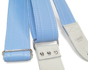 Vintage Candy Sky Blue Periwinkle Guitar Strap, Made of Vegan Leather Vintage Vinyl Built To Rock