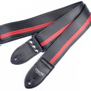Black With Red Racer X Guitar Strap- Vegan- Couch Guitar Straps Made In The USA By Guitar Players