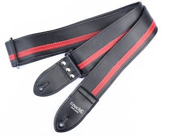 Black and Red Racer X Vegan Guitar Strap - USA Made