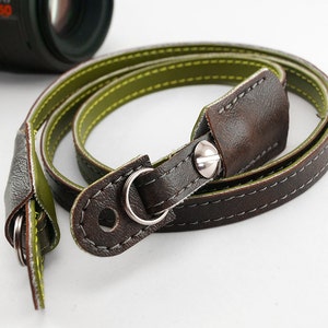 Brown and Army Super Slim Leica Style Camera Strap