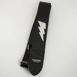 Lightning Bolt Guitar Strap Black with White Bolt Built to Shred image 2