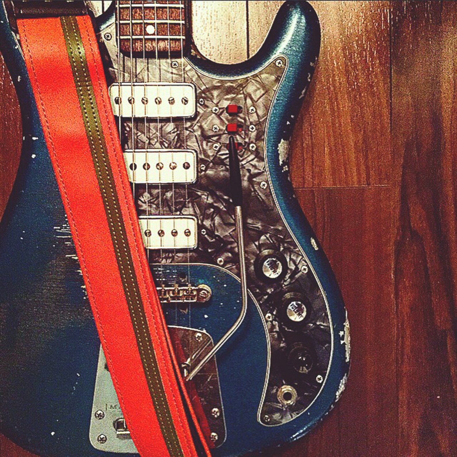 Orange and Army Green Racer X Guitar Strap john Etsy