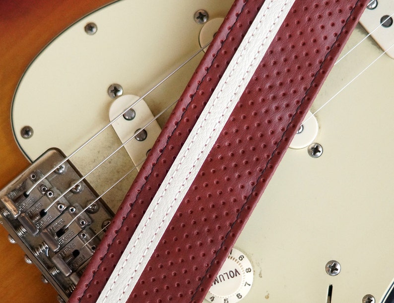 Potter's Clay Vintage Racing Stripe Guitar Strap Made of Vintage El Camino 70s Car Vinyl image 4