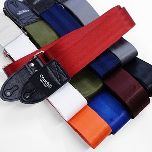 Recycled Seat Belt Guitar Strap Vegan Eco Friendly Guitar Strap 8 colors to choose from image 2