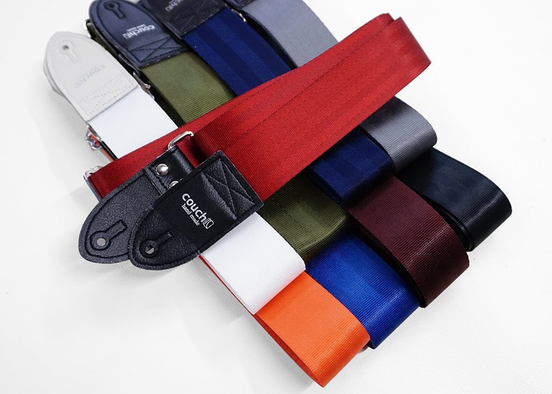 Recycled Seat Belt Guitar Strap Vegan Eco Friendly Guitar Strap 8 colors to choose from image 2