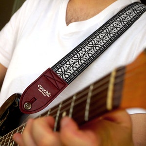 The Midnight Blue & Maroon Tab Hippie Weave Guitar Strap image 3