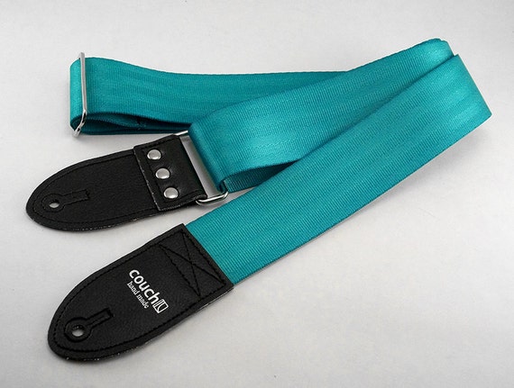Recycled Blue green Seatbelt Guitar Strap Bright Teal Turquoise