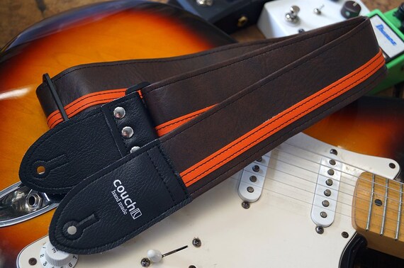Brown Orange Racing Stripe Guitar Strap Vegan Made in USA Etsy