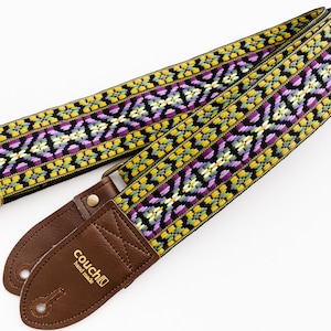 Vintage Woven Hippie Guitar Strap, Made Of Vintage Deadstock Webbing, Purple